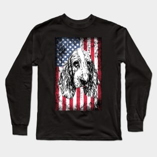 Patriotic Basset Hound American Flag Long Sleeve T-Shirt